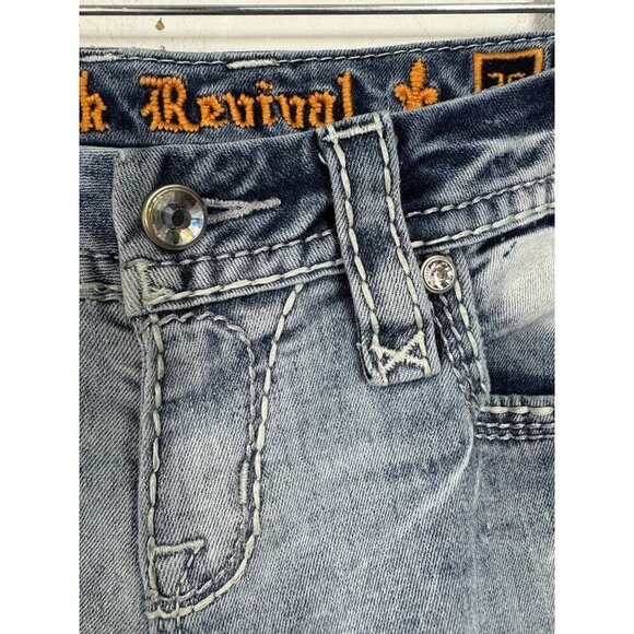 Rock Revival Size 26 Suko Ankle Skinny Light Wash Jeans Embellished - Picture 6 of 12